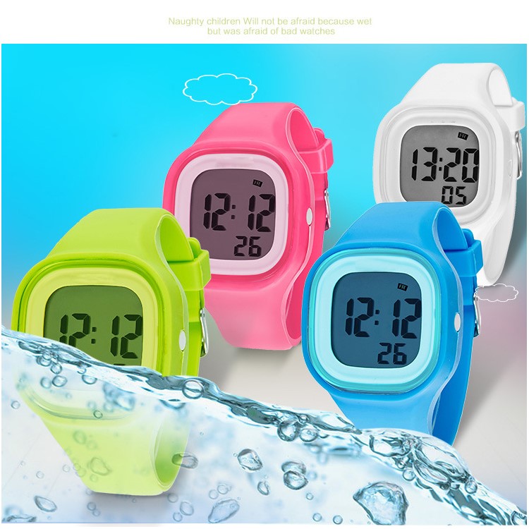 Helle Süßigkeit-Farbe 50M wasserdichte Sport-Digitaluhr mit Silikon-Band - Grün-11