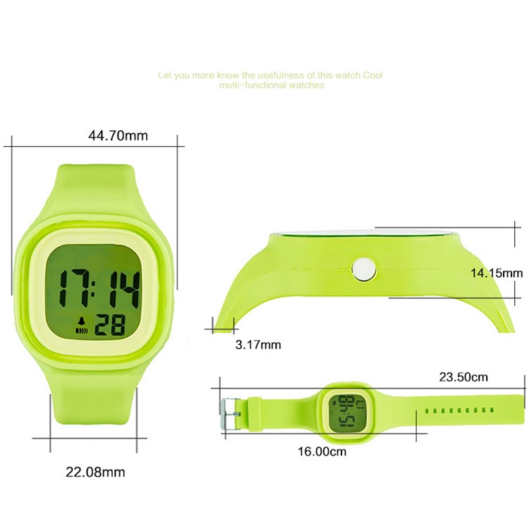 Helle Süßigkeit-Farbe 50M wasserdichte Sport-Digitaluhr mit Silikon-Band - Grün-6