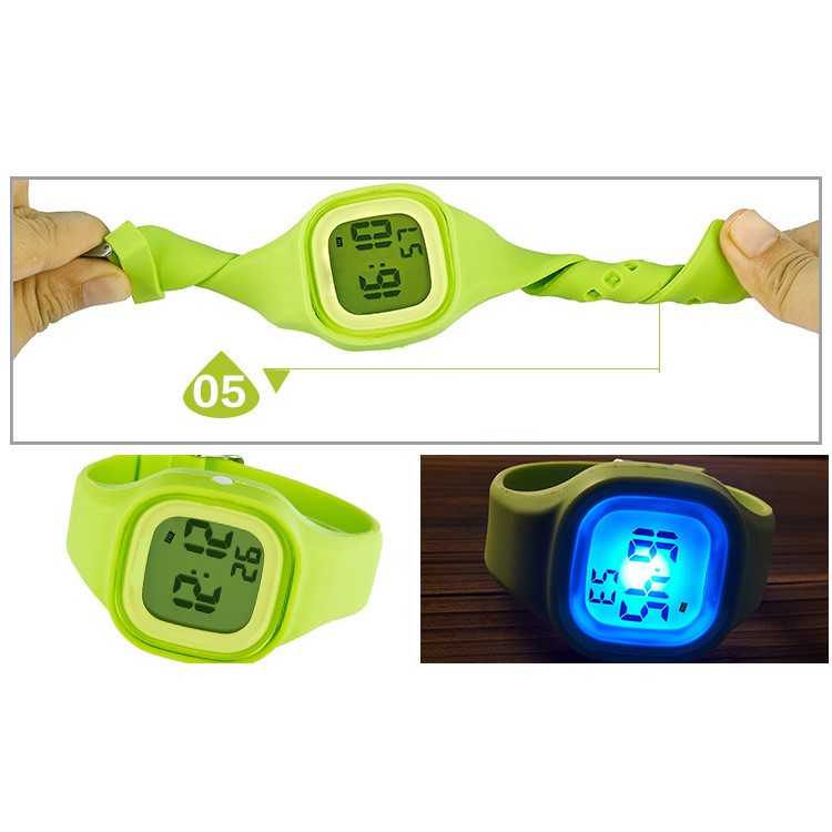 Helle Süßigkeit-Farbe 50M wasserdichte Sport-Digitaluhr mit Silikon-Band - Grün-8