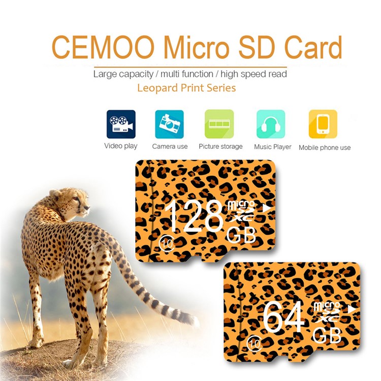 CEMOO Leopard Print Series 32GB High Speed Micro SDXC Card Memory Card Class 10 with Adapter-2