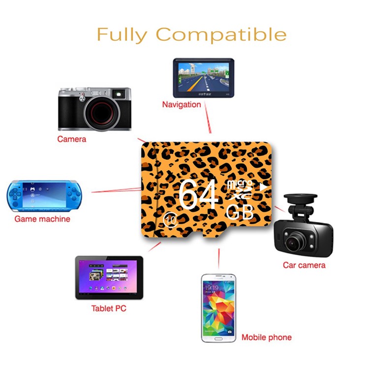 CEMOO Leopard Print Series 32GB High Speed Micro SDXC Card Memory Card Class 10 with Adapter-4