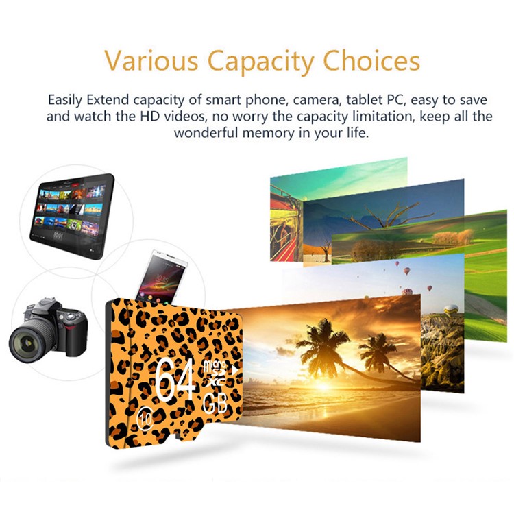CEMOO Leopard Print Series 32GB High Speed Micro SDXC Card Memory Card Class 10 with Adapter-5
