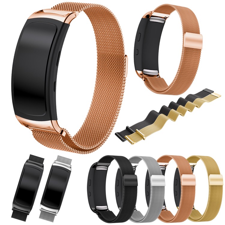 Mesh Design Magnetic Milanese Stainless Steel Watch Band for Samsung Gear Fit 2 SM-R360 - Black-5