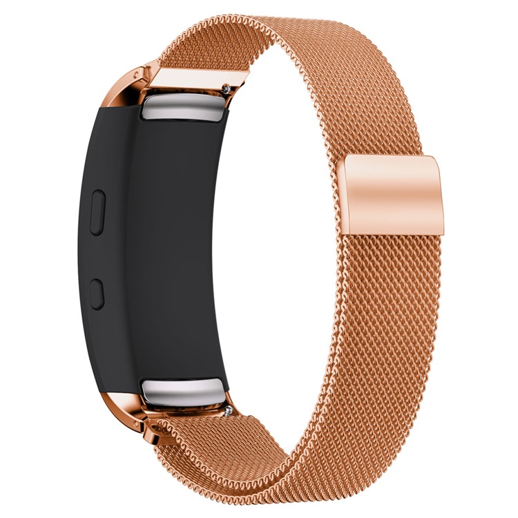 Mesh Design Magnetic Milanese Stainless Steel Watch Band Bracelet for Samsung Gear Fit 2 SM-R360 - Rose Gold Color-1