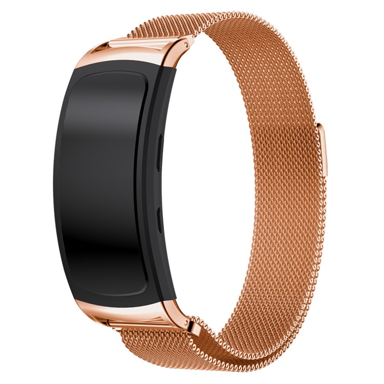 Mesh Design Magnetic Milanese Stainless Steel Watch Band Bracelet for Samsung Gear Fit 2 SM-R360 - Rose Gold Color-2