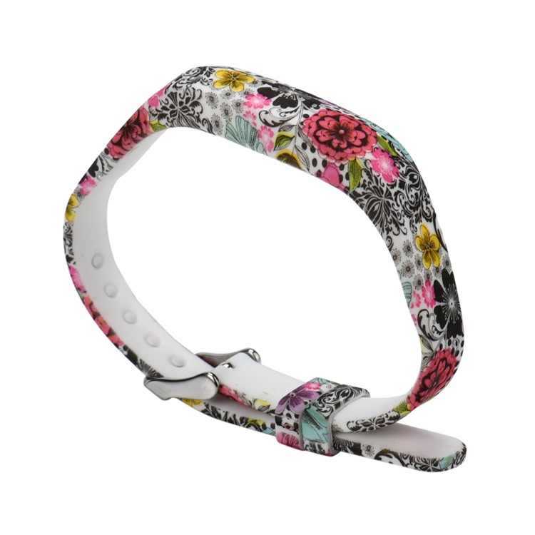 Pattern Printing Flexible Silicone Wrist Watch Strap for Fitbit Flex 2 - Colorized Flowers-3
