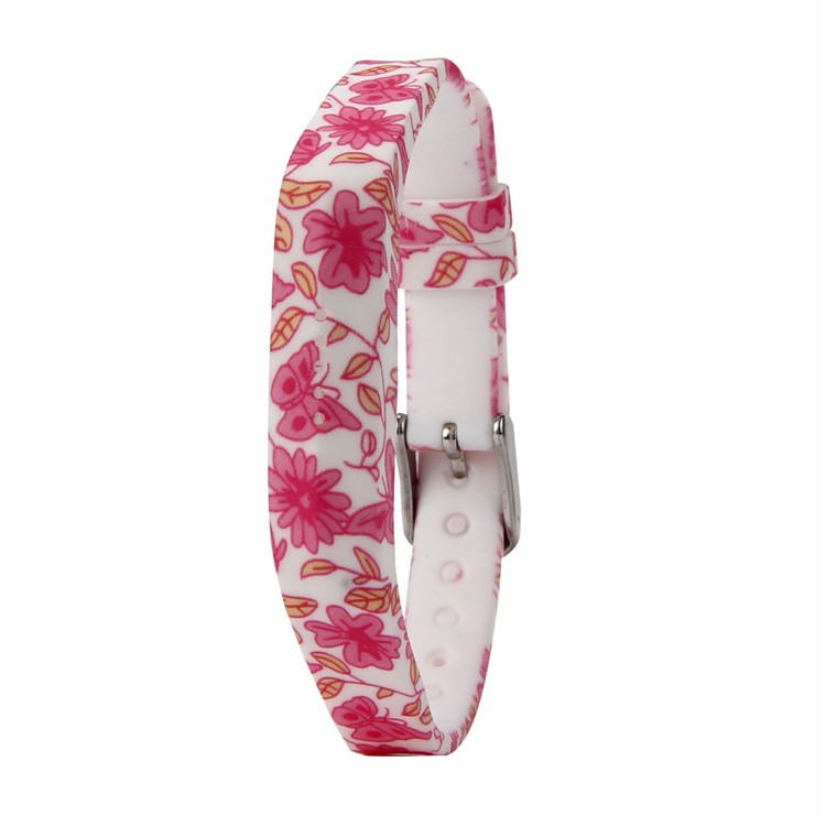 Pattern Printing Flexible Silicone Watch Band for Fitbit Flex 2 - Rose Flowers and Buttterflies-1