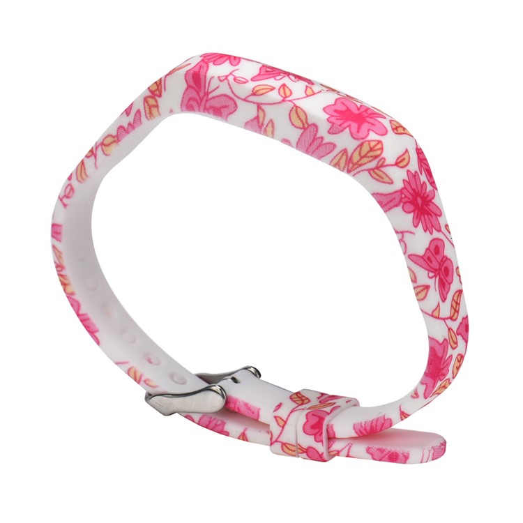 Pattern Printing Flexible Silicone Watch Band for Fitbit Flex 2 - Rose Flowers and Buttterflies-3