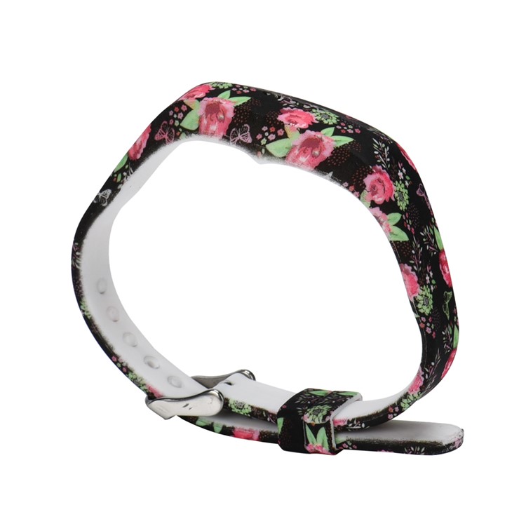 Pattern Printing Flexible Silicone Watch Strap for Fitbit Flex 2 - Rose Flowers with Black Background-3