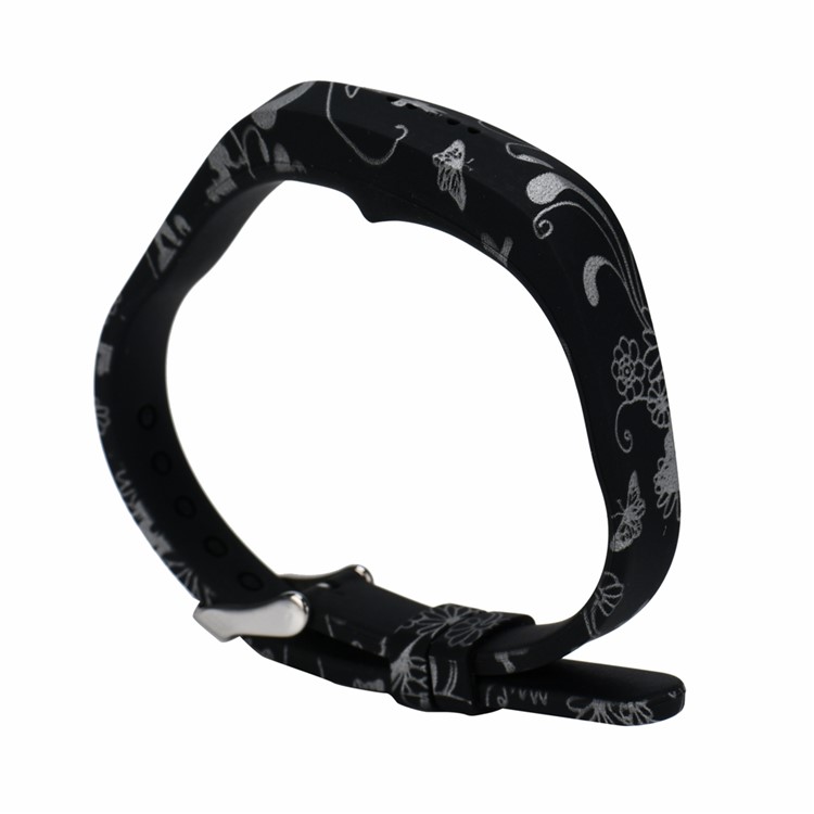 Patterned Flexible Silicone Wrist Watch Band for Fitbit Flex 2 - White Flowers, Birds and Butterflies-3