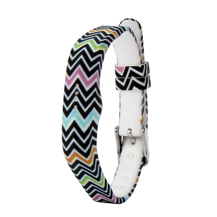 Patterned Flexible Silicone Wrist Watch Strap Replacement for Fitbit Flex 2 - Colorful Chevron-1