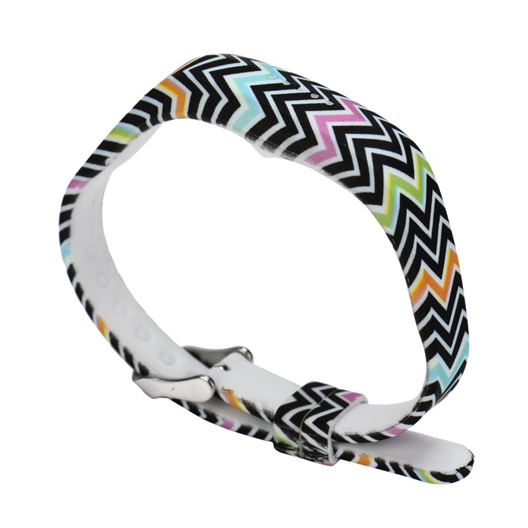 Patterned Flexible Silicone Wrist Watch Strap Replacement for Fitbit Flex 2 - Colorful Chevron-3