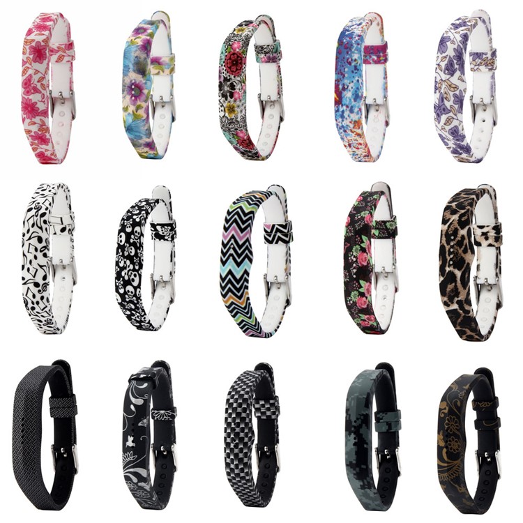 Patterned Flexible Silicone Wrist Watch Strap Replacement for Fitbit Flex 2 - Colorful Chevron-4