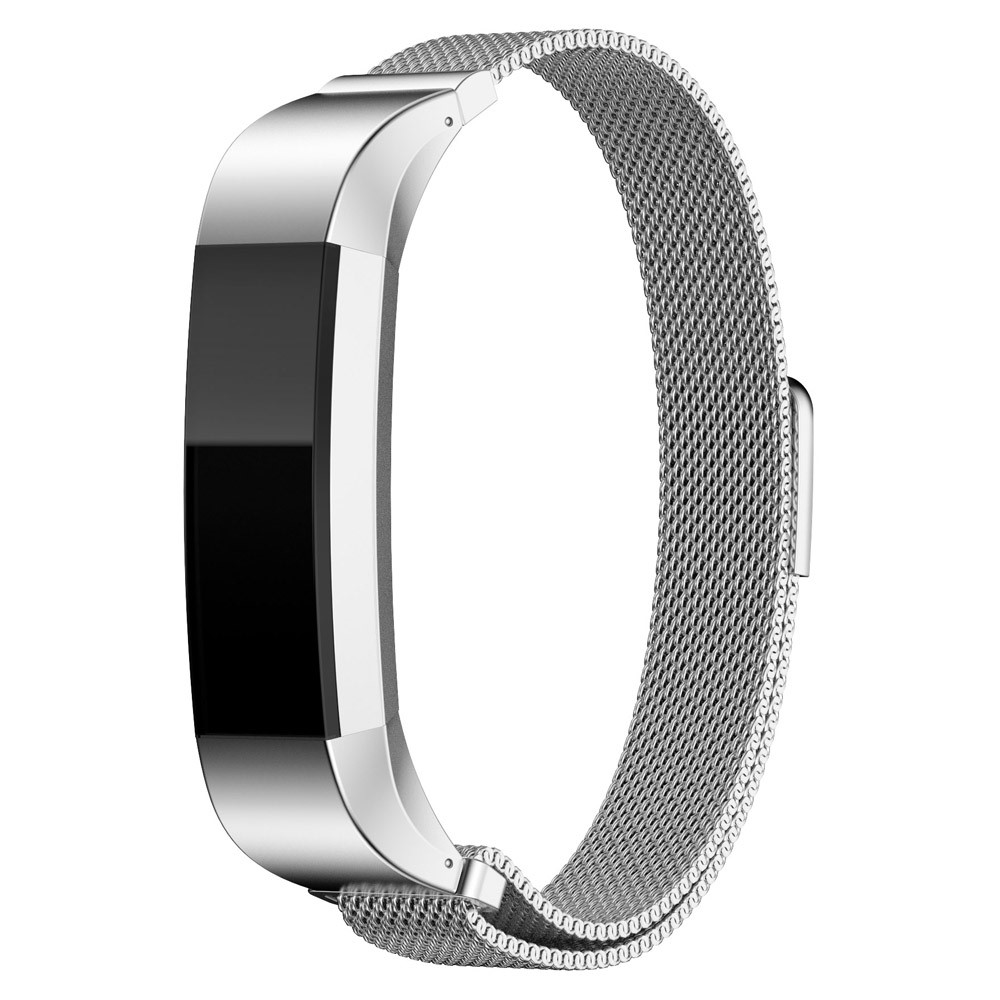 For Fitbit Alta Mesh Magnetic Milanese Stainless Steel Strap Wristband - Silver Color-2