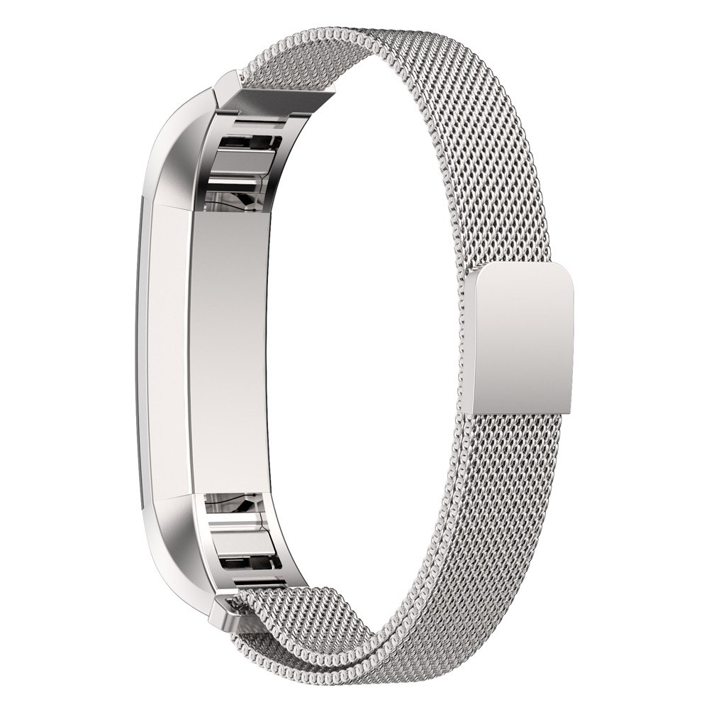 For Fitbit Alta Mesh Magnetic Milanese Stainless Steel Strap Wristband - Silver Color-3
