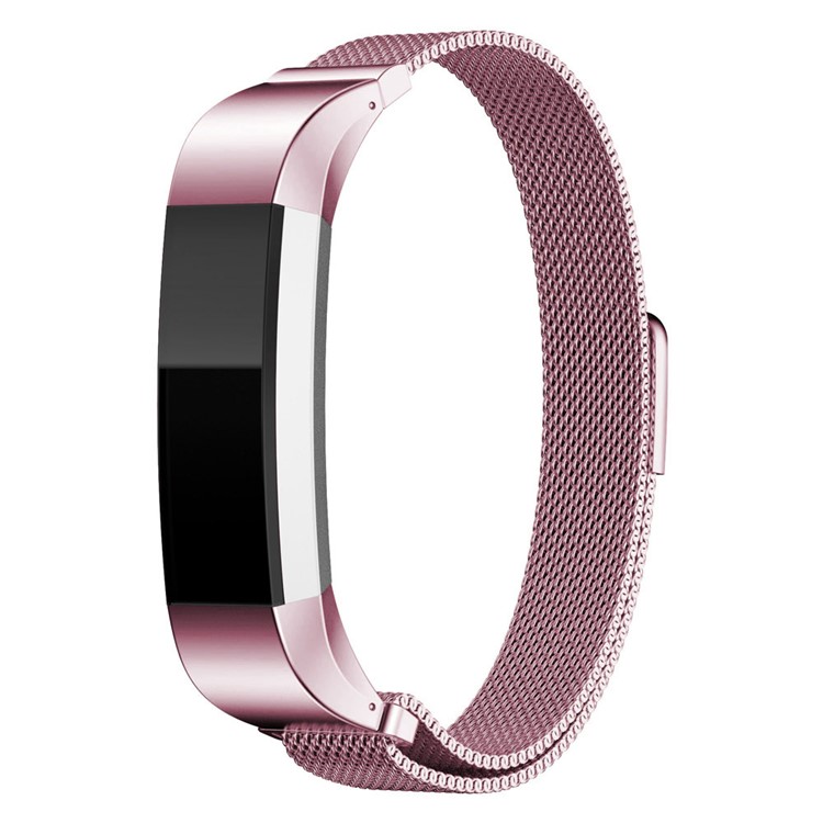 For Fitbit Alta Mesh Magnetic Milanese Stainless Steel Wrist Band - Pink-2
