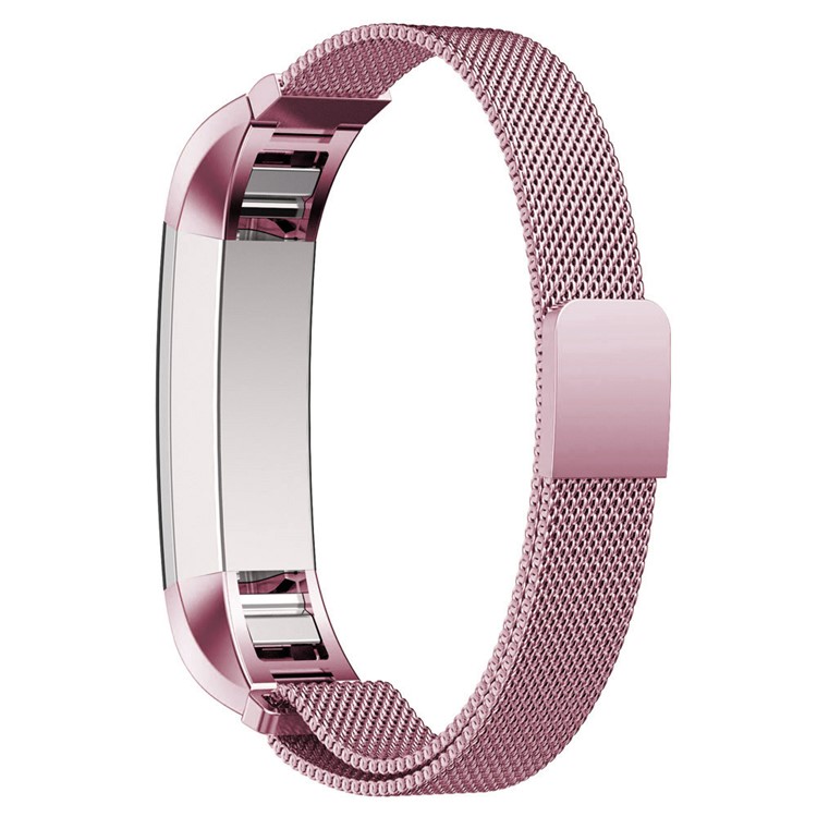 For Fitbit Alta Mesh Magnetic Milanese Stainless Steel Wrist Band - Pink-3