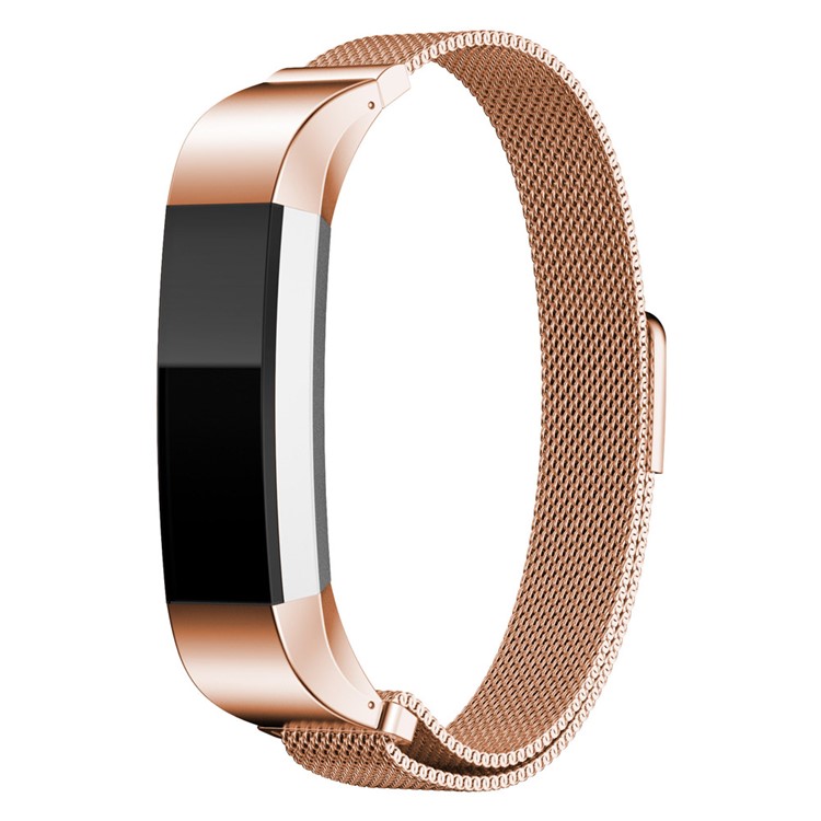 For Fitbit Alta Mesh Magnetic Milanese Stainless Steel Writs Strap - Rose Gold Color-2