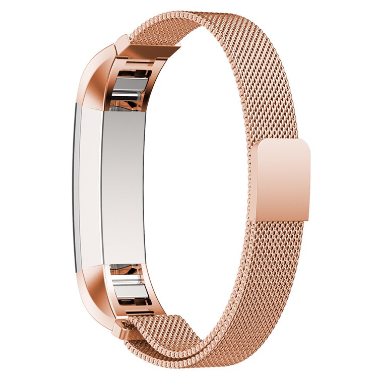 For Fitbit Alta Mesh Magnetic Milanese Stainless Steel Writs Strap - Rose Gold Color-3