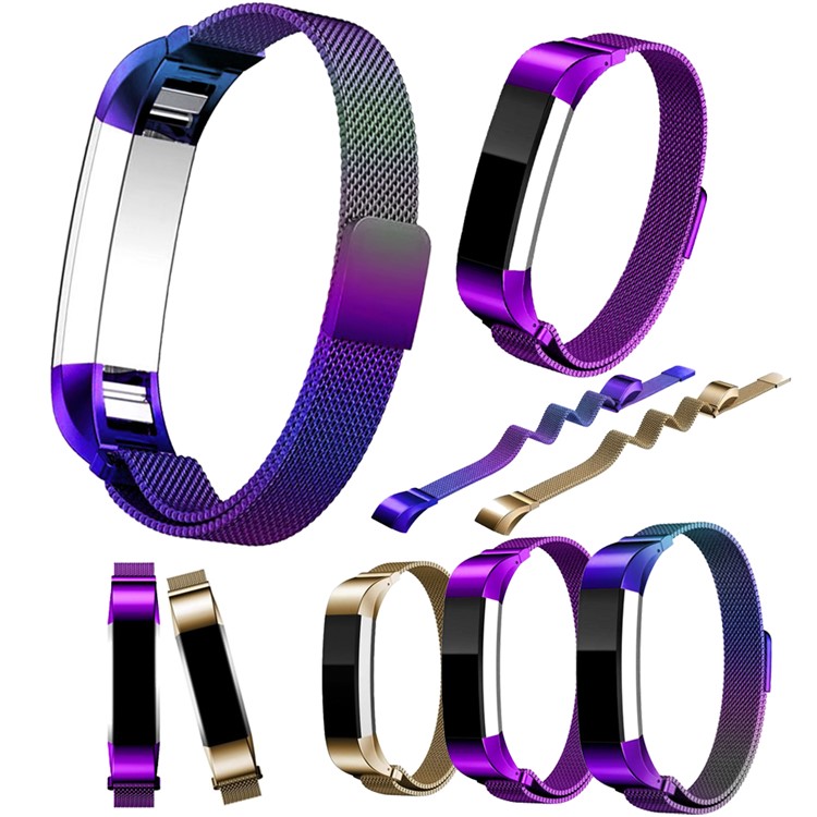 For Fitbit Alta Mesh Magnetic Milanese Stainless Steel Writs Strap - Rose Gold Color-6