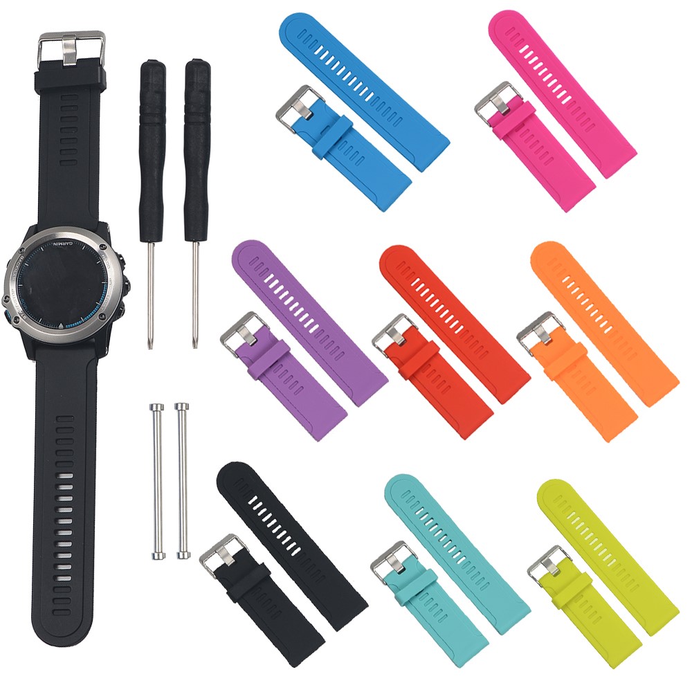 Replacement Silicone Watch Band for Garmin Fenix 3/Fenix 3 HR/Fenix 2 etc + Lugs Adapters + Tools - Cyan-3