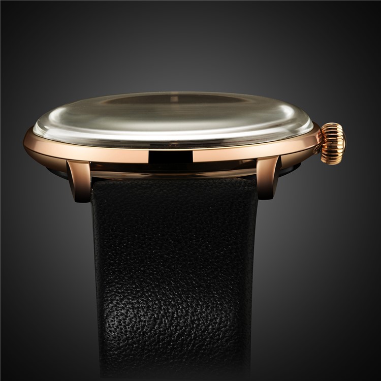 COMPADRE 8012 Waterproof Round Dial Mechanical Wrist Men Watch Leather Band - Black-10
