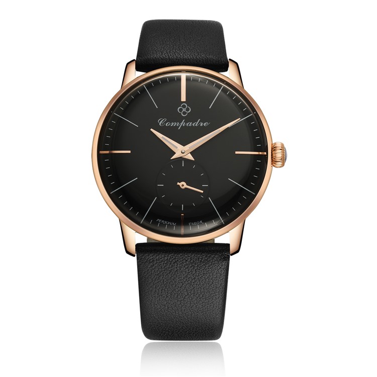COMPADRE 8012 Waterproof Round Dial Mechanical Wrist Men Watch Leather Band - Black-2