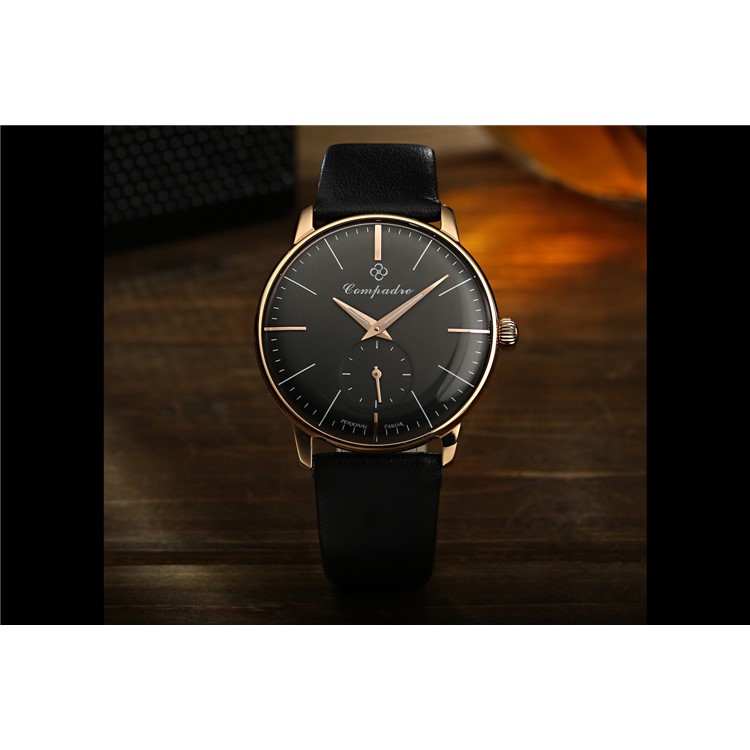 COMPADRE 8012 Waterproof Round Dial Mechanical Wrist Men Watch Leather Band - Black-5