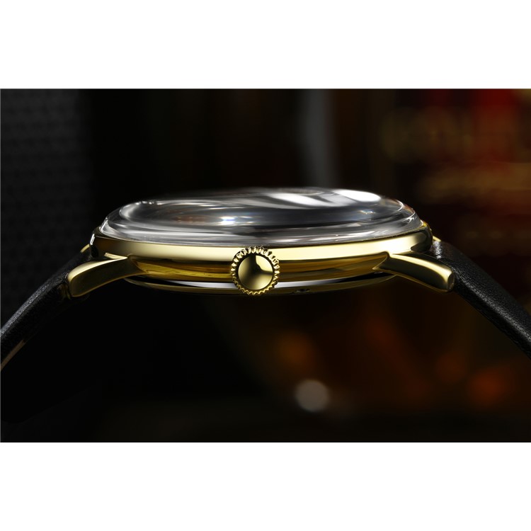 COMPADRE 8012 Waterproof Round Dial Mechanical Wrist Men Watch Leather Band - Black-6