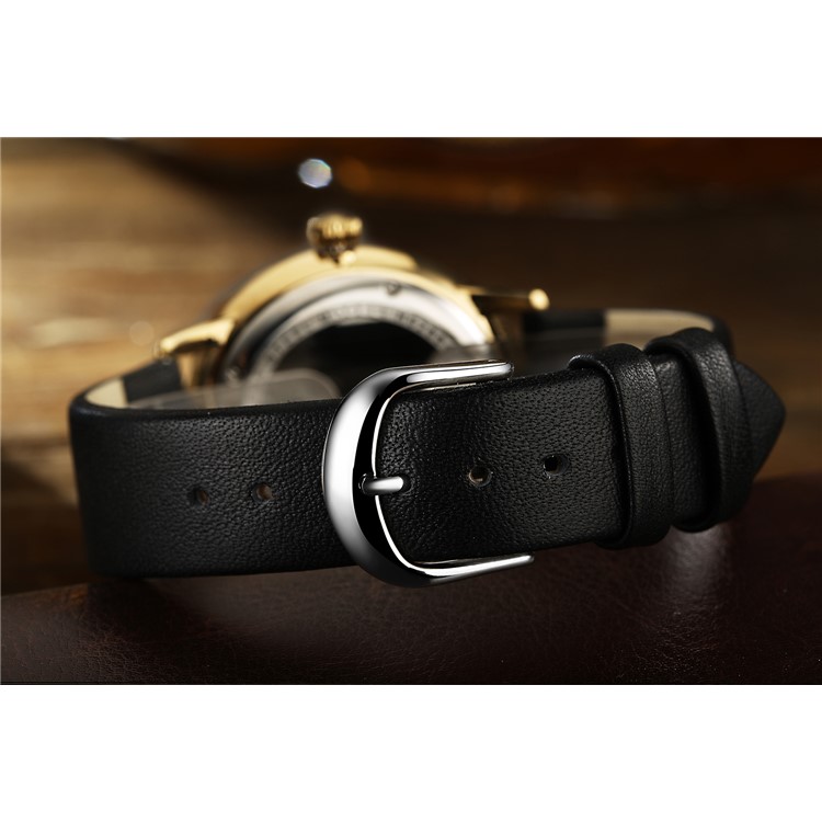 COMPADRE 8012 Waterproof Round Dial Mechanical Wrist Men Watch Leather Band - Black-9