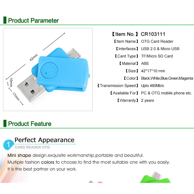 TF Card Reader OTG Adapter Micro USB OTG to USB Adapter for Smartphones & Tablets-2
