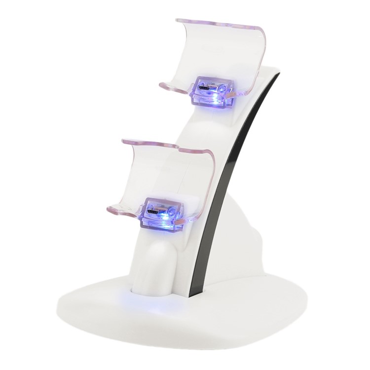 2 LED Micro USB Fast Charging Dock Station Stand Charger for PlayStation PS4 Controller - White-2