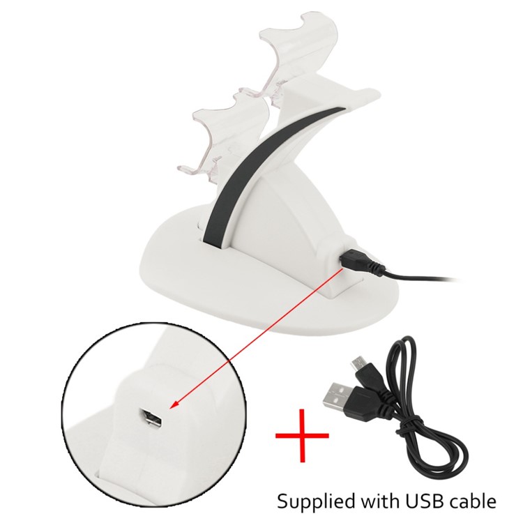 2 LED Micro USB Fast Charging Dock Station Stand Charger for PlayStation PS4 Controller - White-6