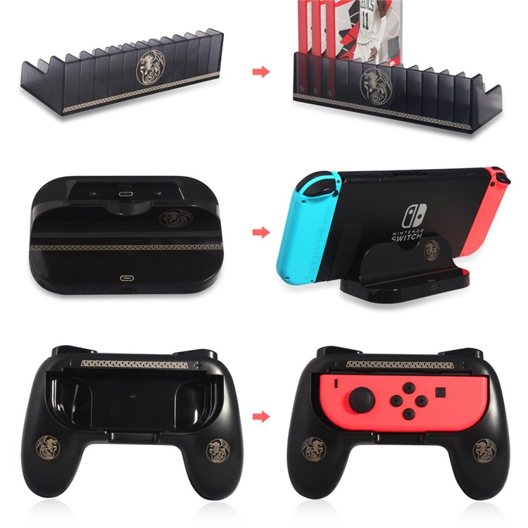 DOBE Hunter Kit 3 in 1 Charge Stand Controller Grip and Storage Stand for N-Switch Game Controller-4