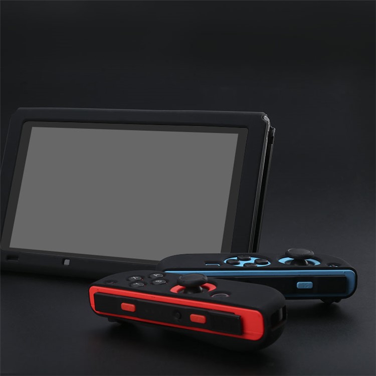 BUBM Soft Anti-slip Silicone Case Separate Bodies Case with Kickstand for Nintendo Switch - Black-3