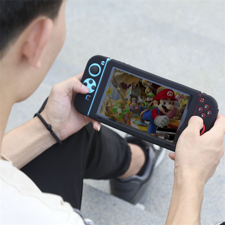 BUBM Soft Anti-slip Silicone Case Separate Bodies Case with Kickstand for Nintendo Switch - Black-4
