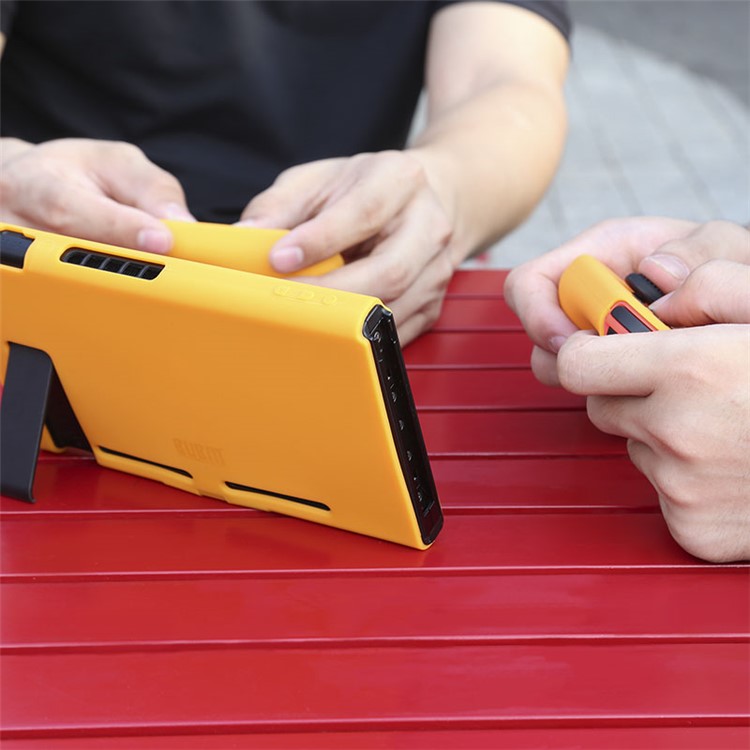 BUBM Soft Silicone Separate Bodies Case Anti-slip Protective Cover with Kickstand for Nintendo Switch - Orange-2