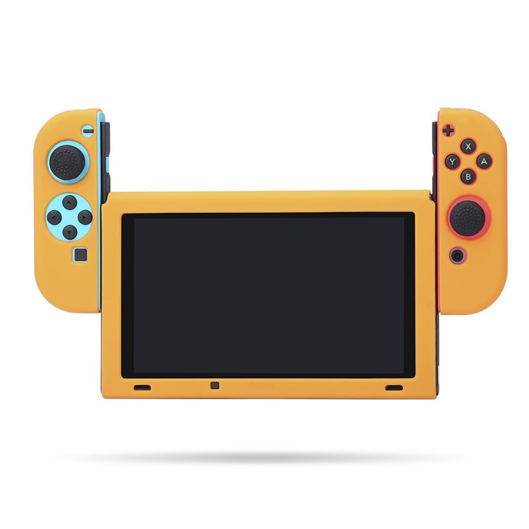BUBM Soft Silicone Separate Bodies Case Anti-slip Protective Cover with Kickstand for Nintendo Switch - Orange-6