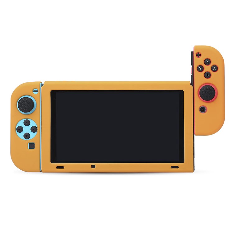 BUBM Soft Silicone Separate Bodies Case Anti-slip Protective Cover with Kickstand for Nintendo Switch - Orange-7