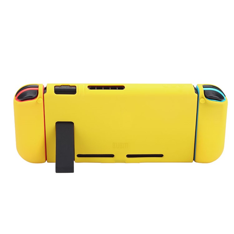 BUBM Soft Anti-slip Separate Silicone Case Cover with Kickstand for Nintendo Switch - Yellow-2
