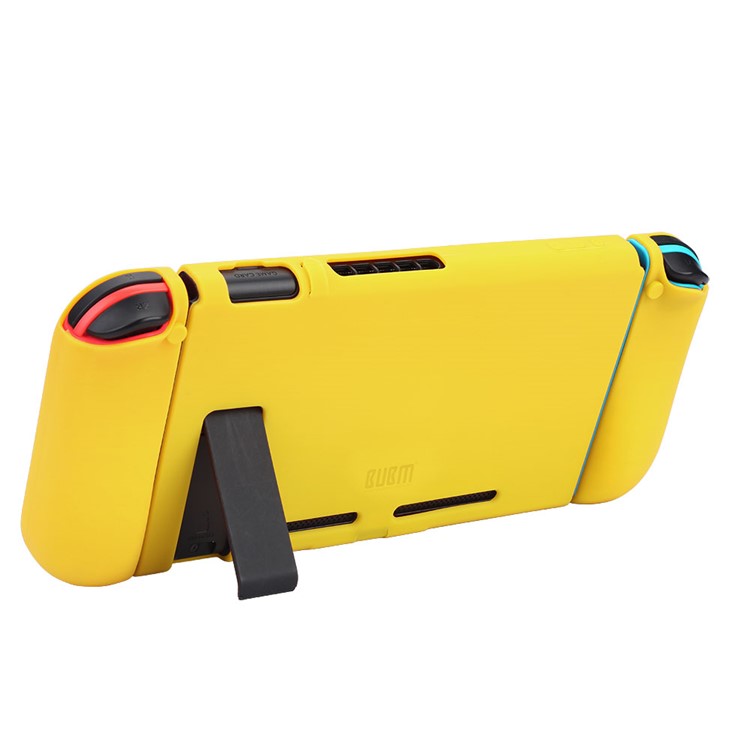 BUBM Soft Anti-slip Separate Silicone Case Cover with Kickstand for Nintendo Switch - Yellow-3