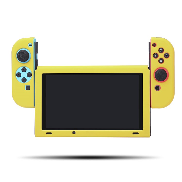 BUBM Soft Anti-slip Separate Silicone Case Cover with Kickstand for Nintendo Switch - Yellow-5