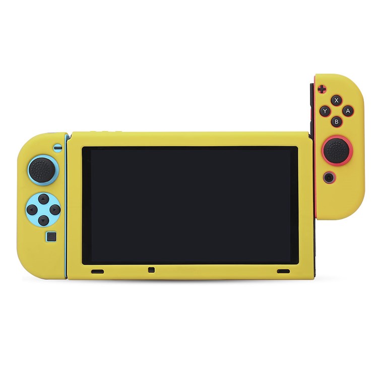 BUBM Soft Anti-slip Separate Silicone Case Cover with Kickstand for Nintendo Switch - Yellow-6