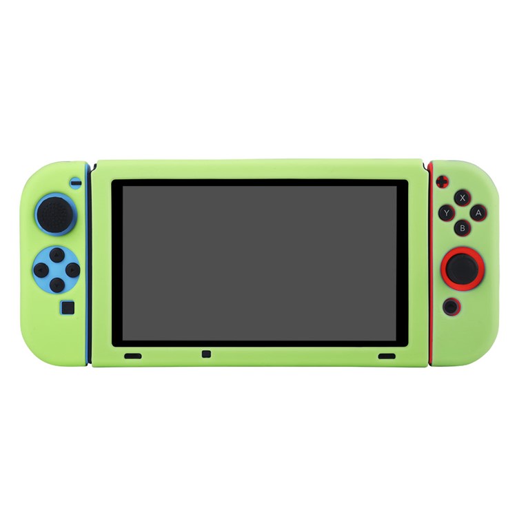 BUBM Soft Anti-slip Silicone Cover Separate Protective Case with Kickstand for Nintendo Switch - Green-2