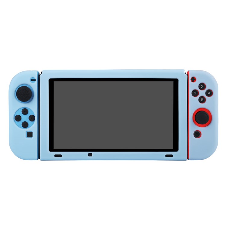BUBM Separate Anti-slip Protective Cover Soft Silicone Case with Kickstand for Nintendo Switch - Blue-2