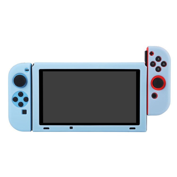 BUBM Separate Anti-slip Protective Cover Soft Silicone Case with Kickstand for Nintendo Switch - Blue-3