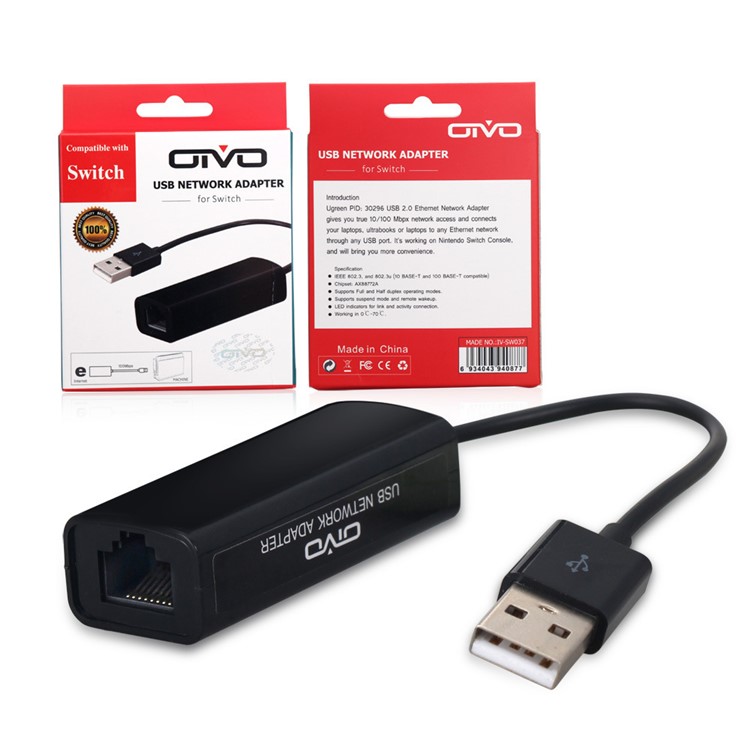 OIVO IV-SW035 USB 2.0 100Mbps Ethernet Network Adapter for Nintendo Switch Wii WiiU-7