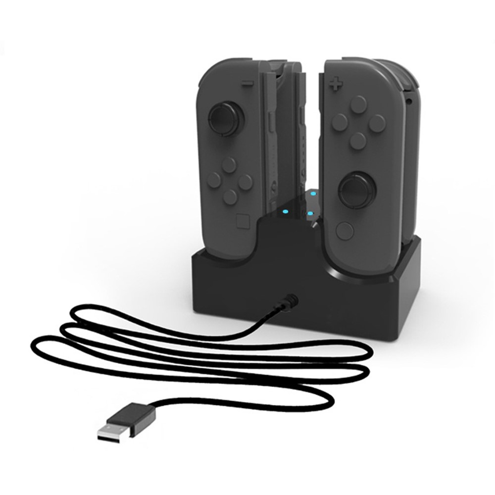 Estação De Carregamento Do Suporte Do Berço De Carregamento 4-em-1 Com 2 Portas USB Para O Joystick Da Chave De Nintendo Ou Smartphones-8