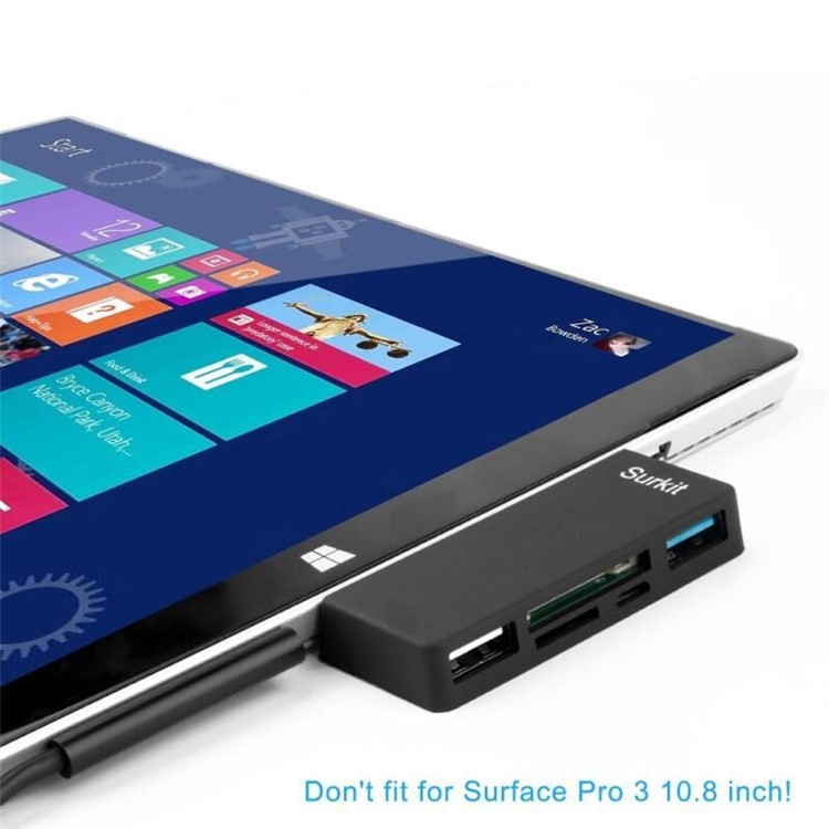 USB 3.0 HUB Adapter with SD/Micro SD Card Reader for Microsoft Surface Pro 3/4-10