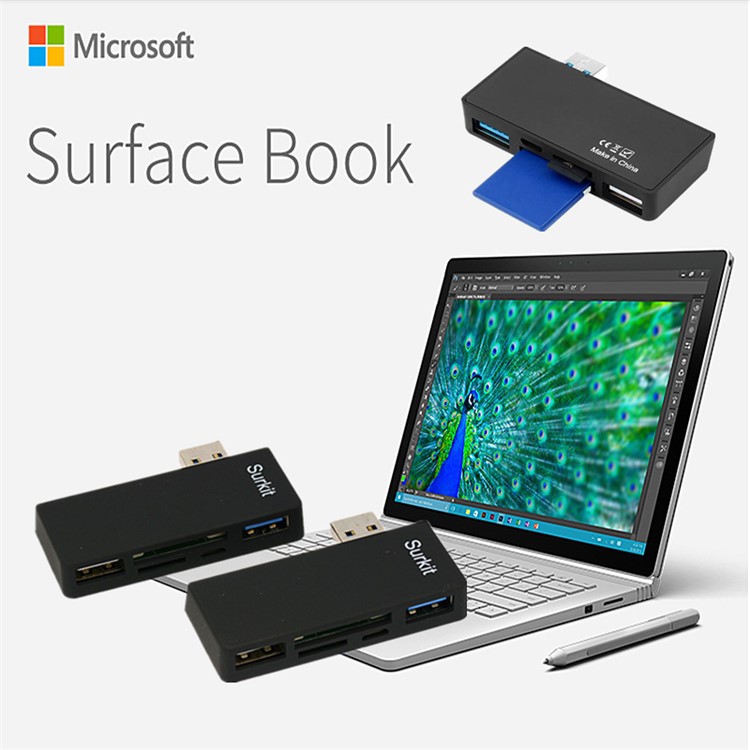 USB 3.0 HUB Adapter with SD/Micro SD Card Reader for Microsoft Surface Pro 3/4-7